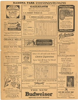 1927 Babe Ruth, Lou Gehrig & Tony Lazzeri Multi Signed New York Yankees Scorecard (JSA)